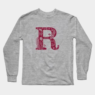 Letter R Maroon Long Sleeve T-Shirt